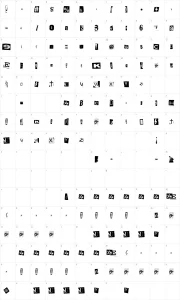 Mapa de caracteres da fonte Woodcutter Anonymous
