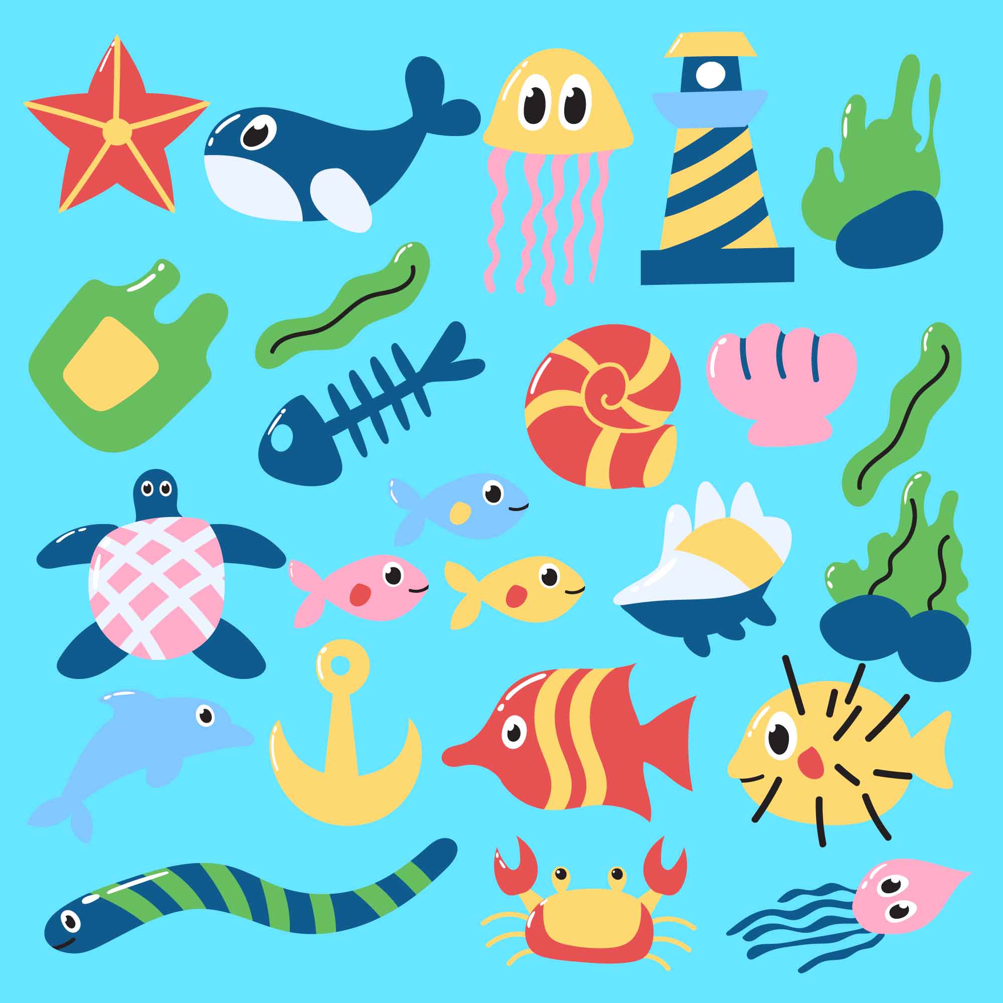 World Ocean Day Hand Drawn Illustrations