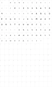 Mapa de caracteres da fonte Write Like Jesse