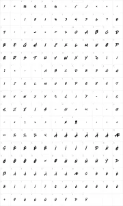 Mapa de caracteres da fonte Write Off