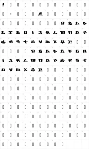 Mapa de caracteres da fonte Writers 2