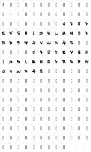 Mapa de caracteres da fonte Writers
