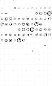 Mapa de caracteres da fonte WS Simple Gallifreyan
