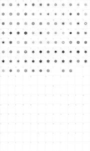 Mapa de caracteres da fonte WW Flakes