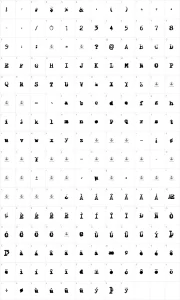 Mapa de caracteres da fonte X-Classified