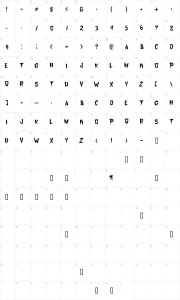 Mapa de caracteres da fonte Xerker FW