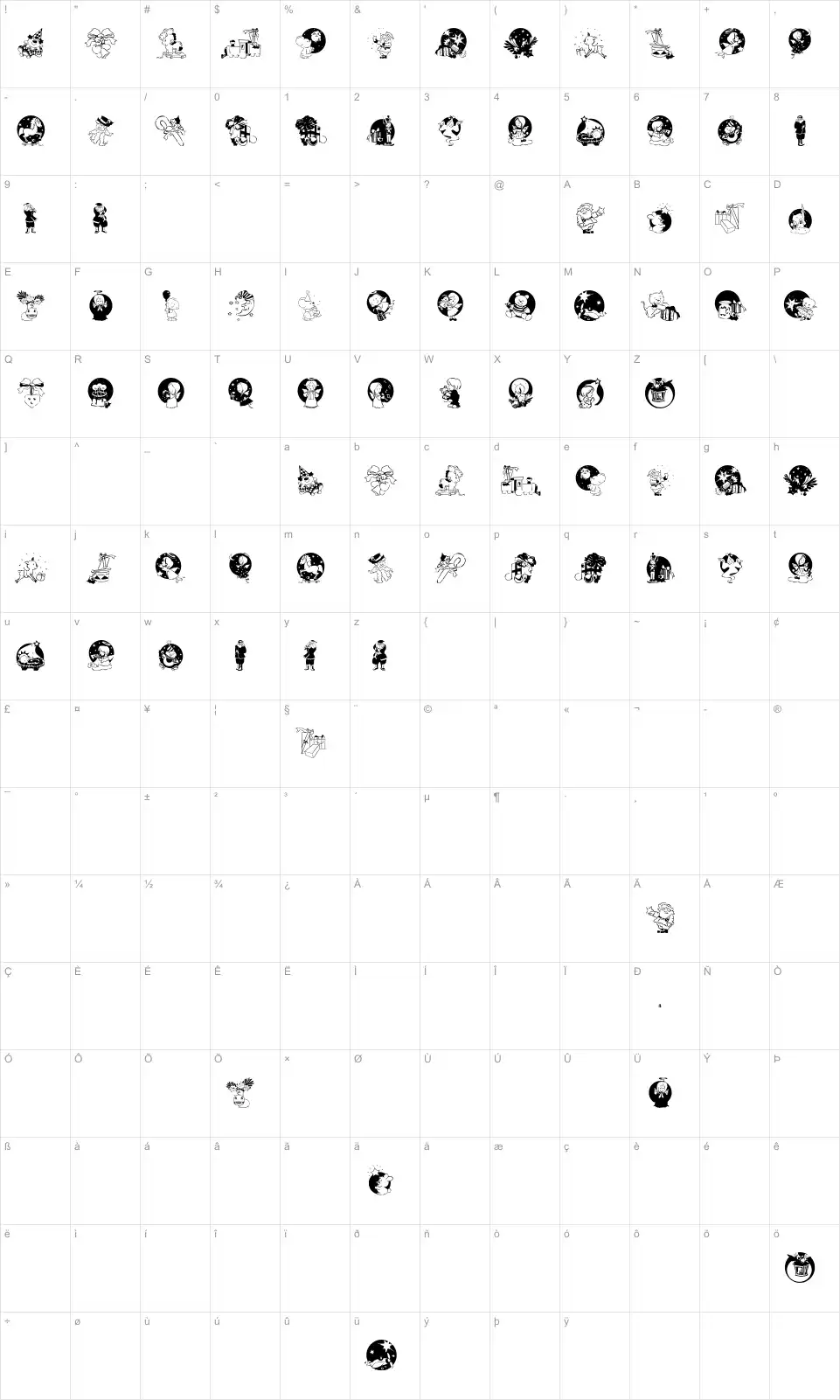 Mapa de caracteres da fonte Xmas Promotions Symbols