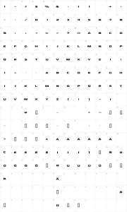Mapa de caracteres da fonte Xscale