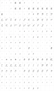 Mapa de caracteres da fonte Xtreem 2