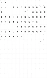 Mapa de caracteres da fonte Xtreme Chrome