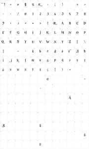 Mapa de caracteres da fonte XXII Arabian Onenightstand