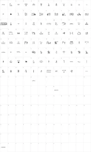 Mapa de caracteres da fonte Yiroglyphics