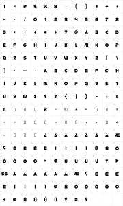 Mapa de caracteres da fonte You're Gone