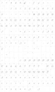 Mapa de caracteres da fonte You're Invited