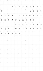 Mapa de caracteres da fonte Young And Free