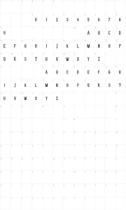 Mapa de caracteres da fonte Young Heart