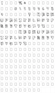 Mapa de caracteres da fonte Your Font
