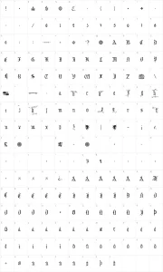 Mapa de caracteres da fonte Your Royal Majesty