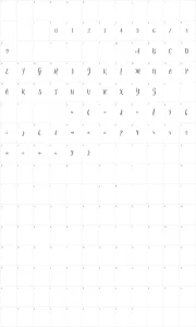 Mapa de caracteres da fonte Yulinda Script