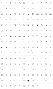 Mapa de caracteres da fonte Z dabble Down