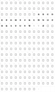 Mapa de caracteres da fonte Zallman Caps