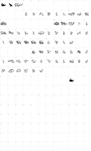 Mapa de caracteres da fonte Zoo Woodcuts M