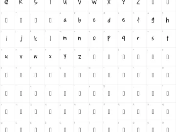 Mapa de caracteres da fonte Alpine Script