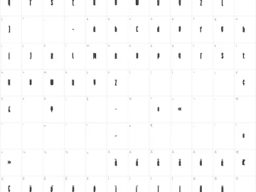Mapa de caracteres da fonte Andiron Outline