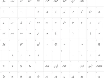 Mapa de caracteres da fonte Cantate