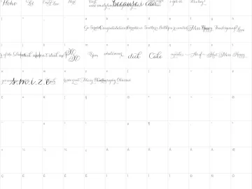 Mapa de caracteres da fonte Carolyna Words