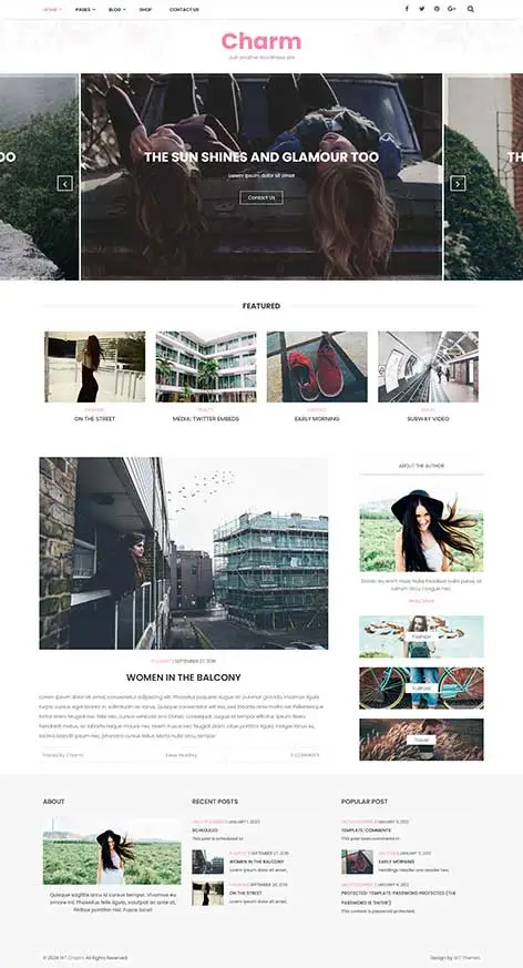 Charm Lite - Free Blog Template WordPress