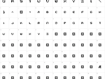 Mapa de caracteres da fonte Chintzy CPU BRK