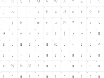 Mapa de caracteres da fonte Claphappy Light