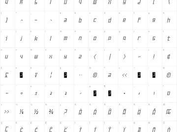 Mapa de caracteres da fonte Failed Attempt