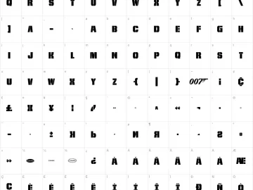 Mapa de caracteres da fonte From Bond With Love