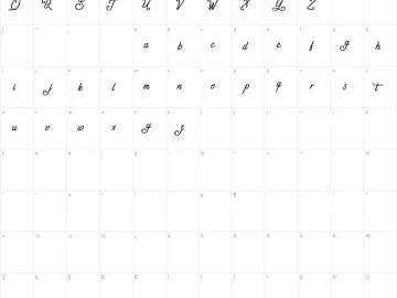 Mapa de caracteres da fonte Gentleman in the Shadow