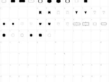 Mapa de caracteres da fonte KG Flavor And Frames Four