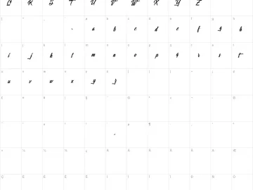 Mapa de caracteres da fonte Lights of the Stardust