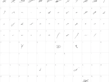 Mapa de caracteres da fonte Miodrag