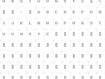 Mapa de caracteres da fonte Negative Tuning