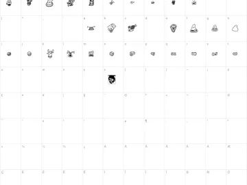 Mapa de caracteres da fonte PhilBats