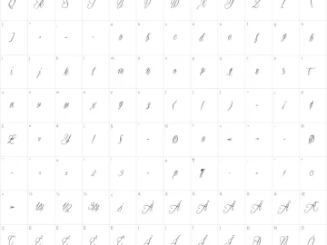 Mapa de caracteres da fonte Plates Napery