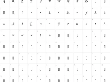 Mapa de caracteres da fonte Spider Written