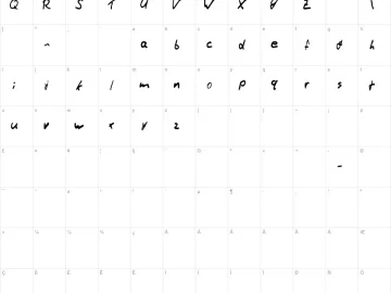 Mapa de caracteres da fonte Thommy Handwrite