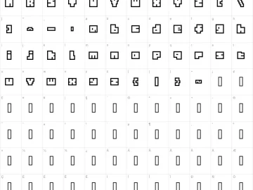 Mapa de caracteres da fonte Tiny Box