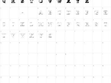 Mapa de caracteres da fonte Wireframe Davenport